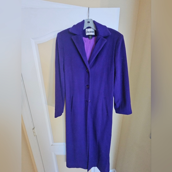 Full length purple wool coat - Picture 6 of 8